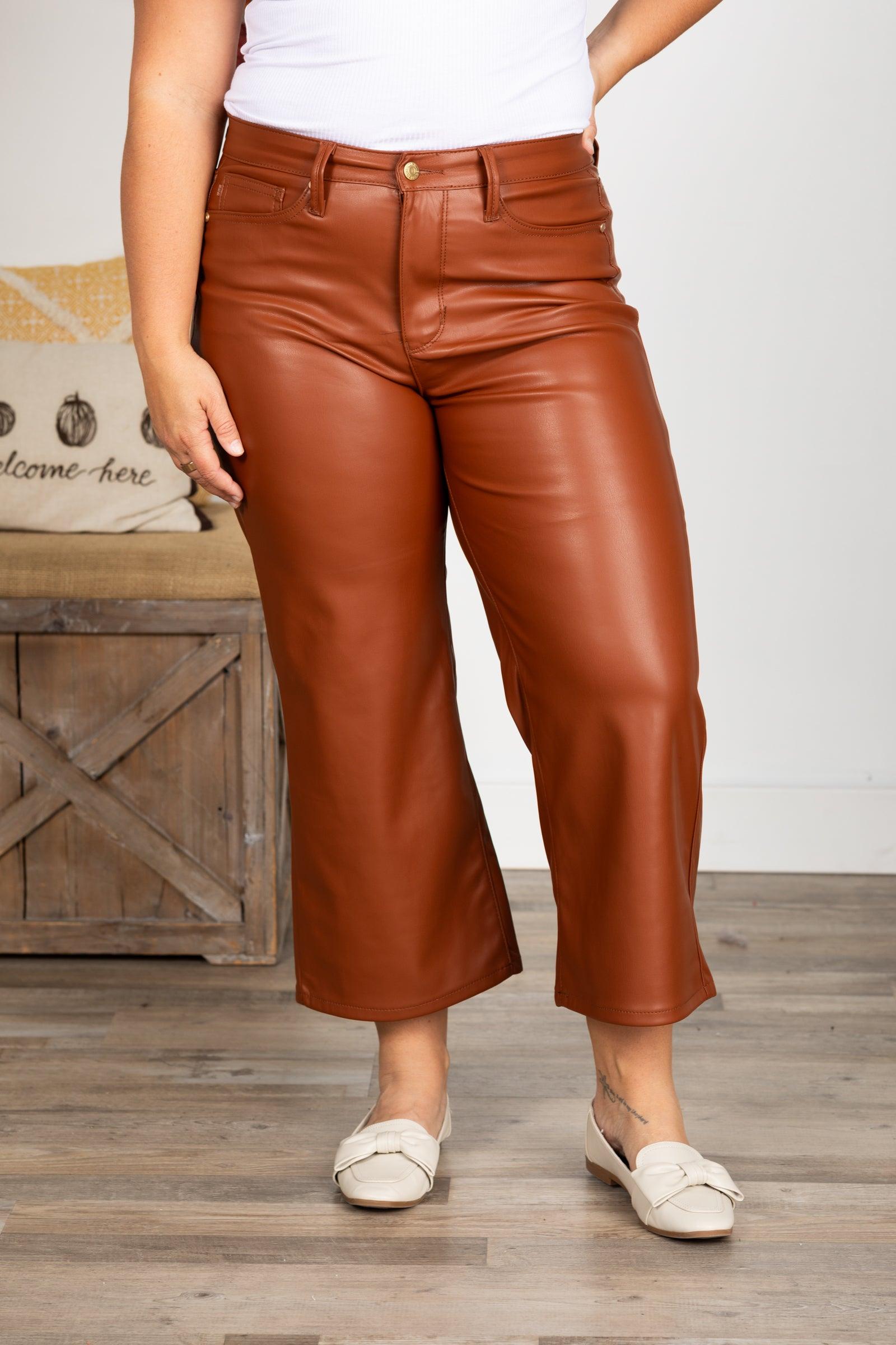 Tummy Control Faux Leather Crop Pant Product Image