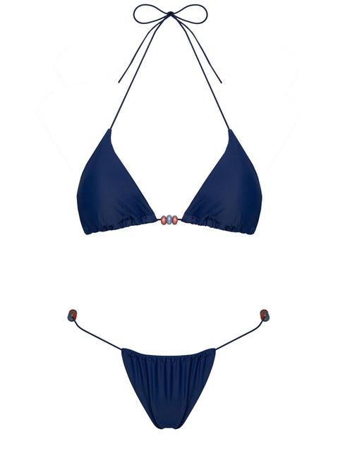 On Island Time String Bead Detail Bikini Top Navy Product Image