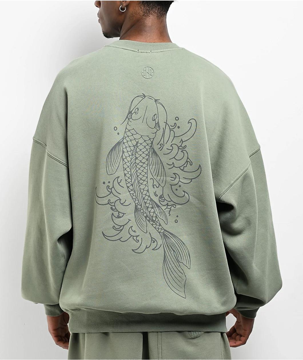 Ninth Hall Koi Pond Green Oversized Crewneck Sweatshirt Product Image