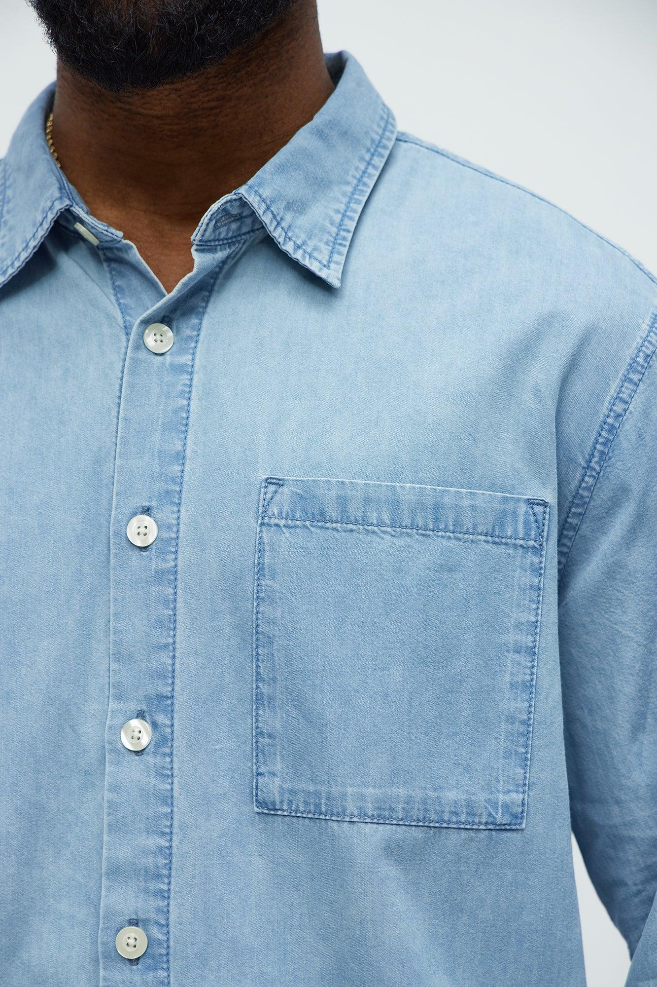 Chambray Long Sleeve Shirt - Light Wash Product Image