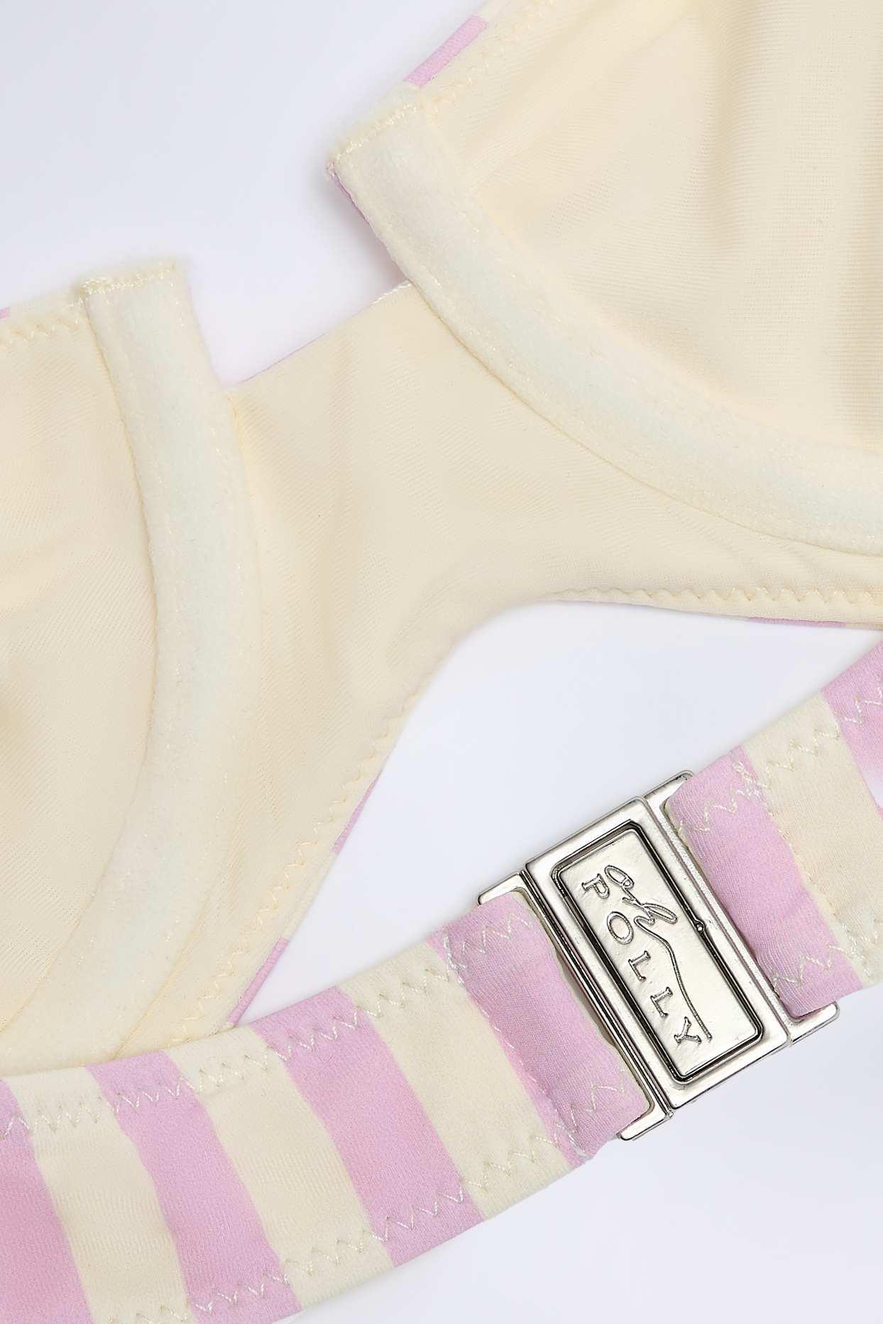 Underwired Halterneck Balconette Bikini Top in Mauve Stripe Product Image