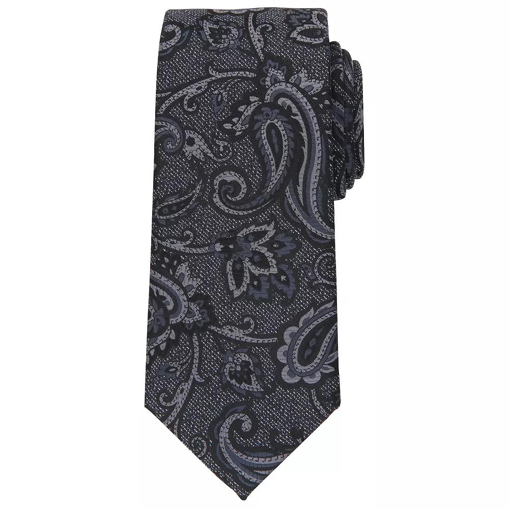Men's Bespoke Paisley Patterned Tie, Black Loder Product Image