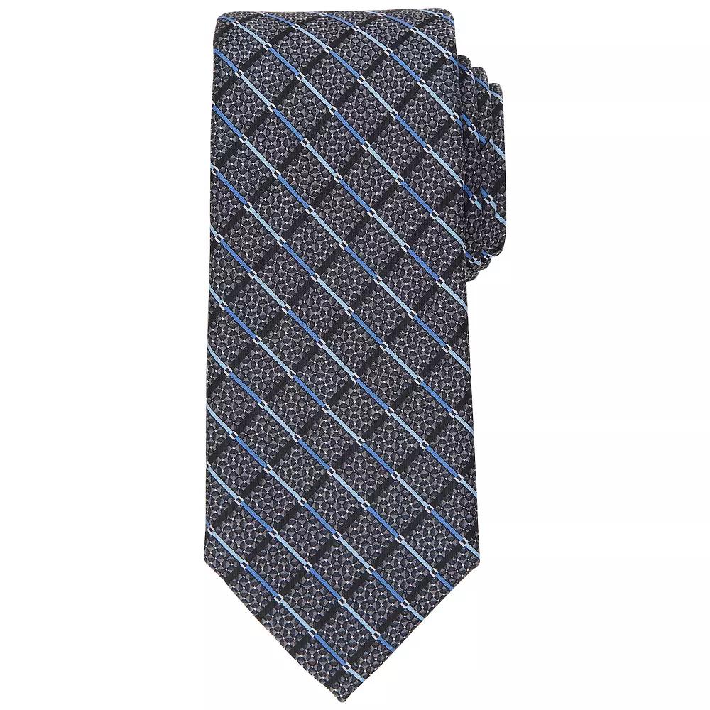 Men's Bespoke Patterned Tie, Black Valencia Product Image