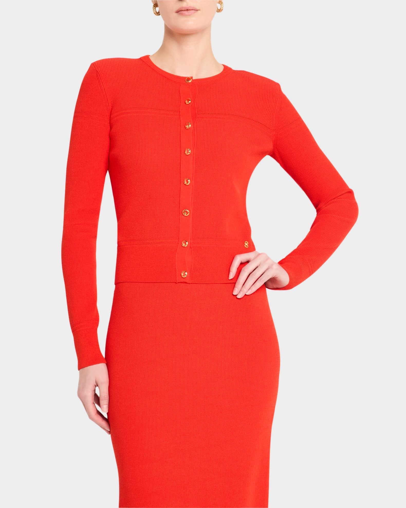 Racking Knit Detail Fine-Rib Cardigan Product Image