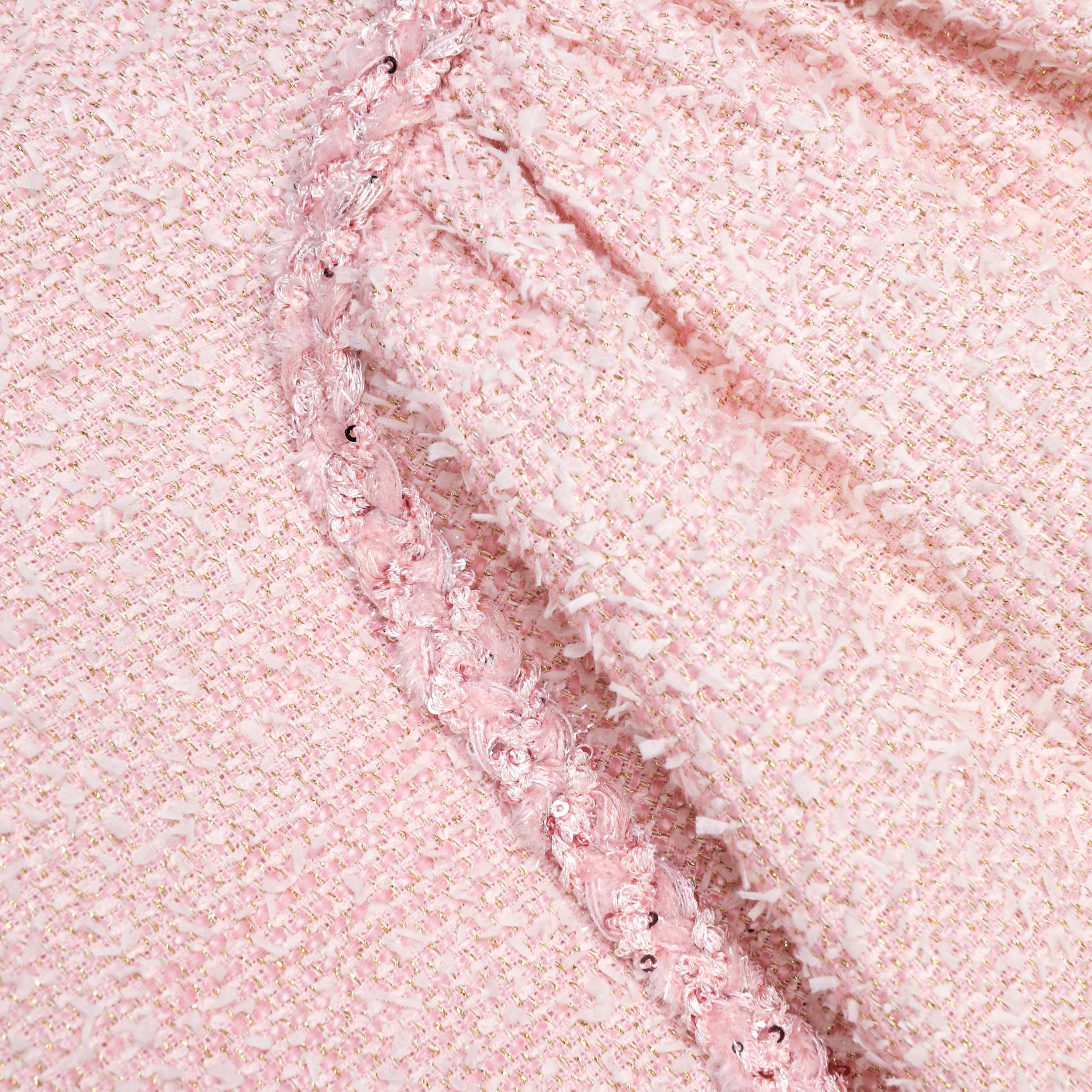 Pink Boucle Sleeveless Mini Dress Product Image