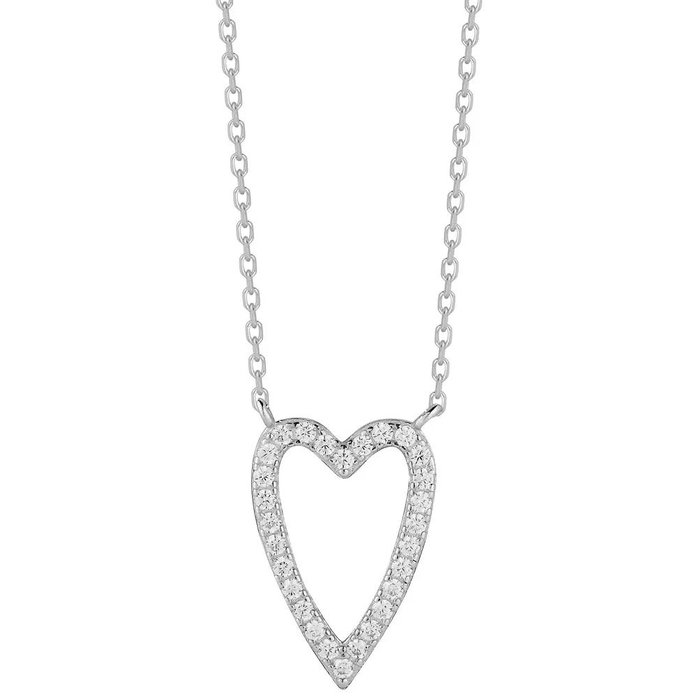 Sunkissed Sterling Cubic Zirconia Open Heart Necklace, Women's, Size: 18", Silver Tone Product Image