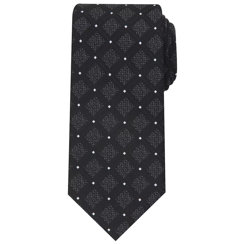 Men's Bespoke Patterned Tie, Black Valencia Product Image