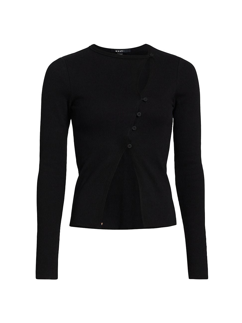 Womens Democrazy Rework Long-Sleeve Asymmetric Top Product Image