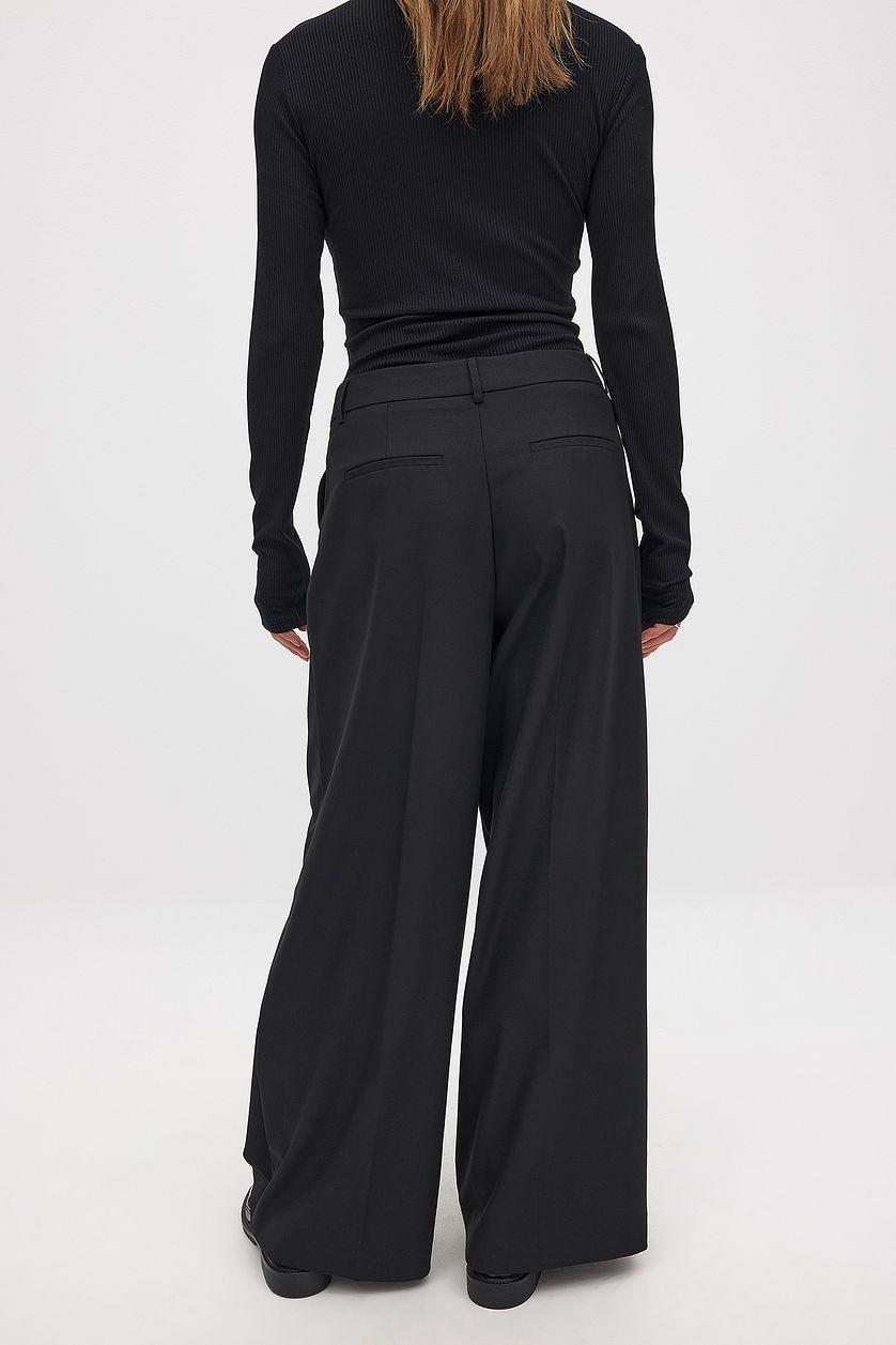 Wide Leg Mid Waist Suit Pants Product Image