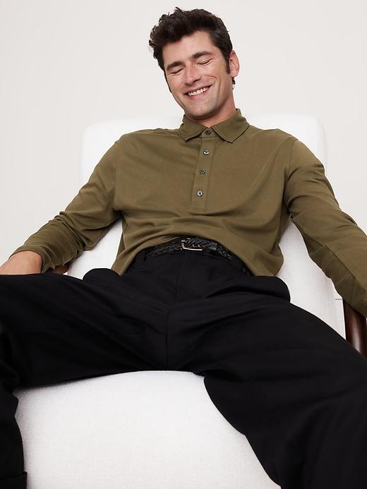 Luxury-Touch Long-Sleeve Polo Product Image