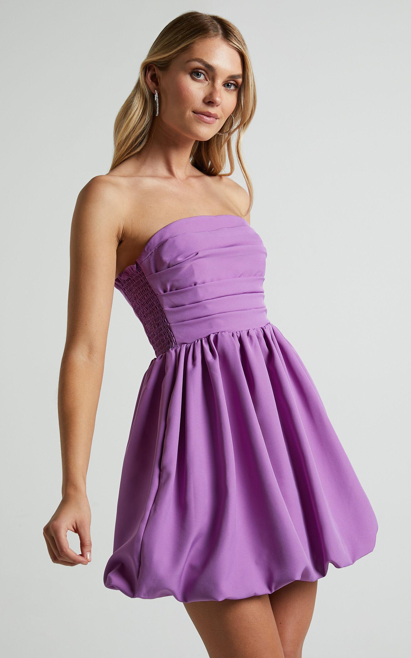 Shaima Mini Dress - Strapless Bubble Hem Dress in Orchid Product Image