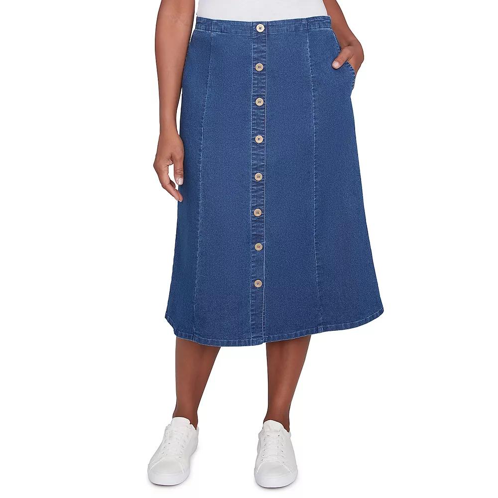 Petite Alfred Dunner Paneled Midi Denim Skirt, Women's,  Product Image