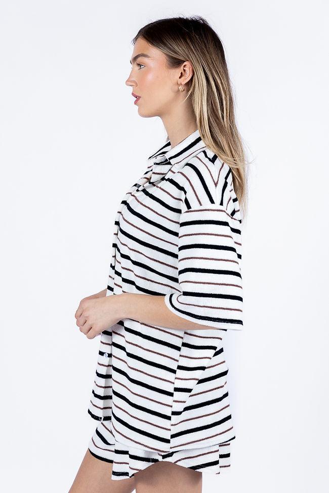 Backyard Hangout Neutral Striped Terrycloth Set FINAL SALE Product Image