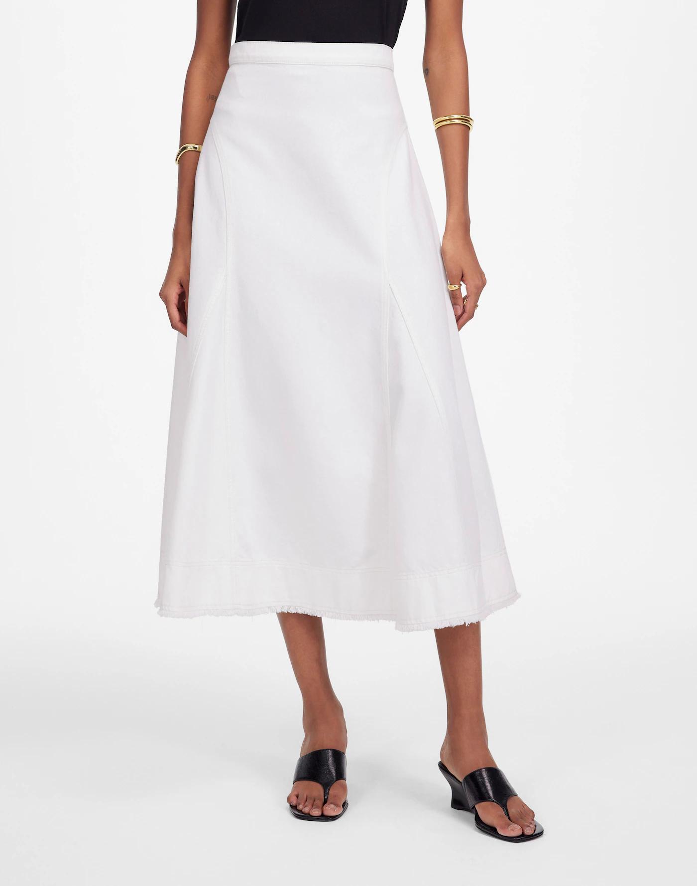 Fluted Midi Skirt in Tile White Product Image