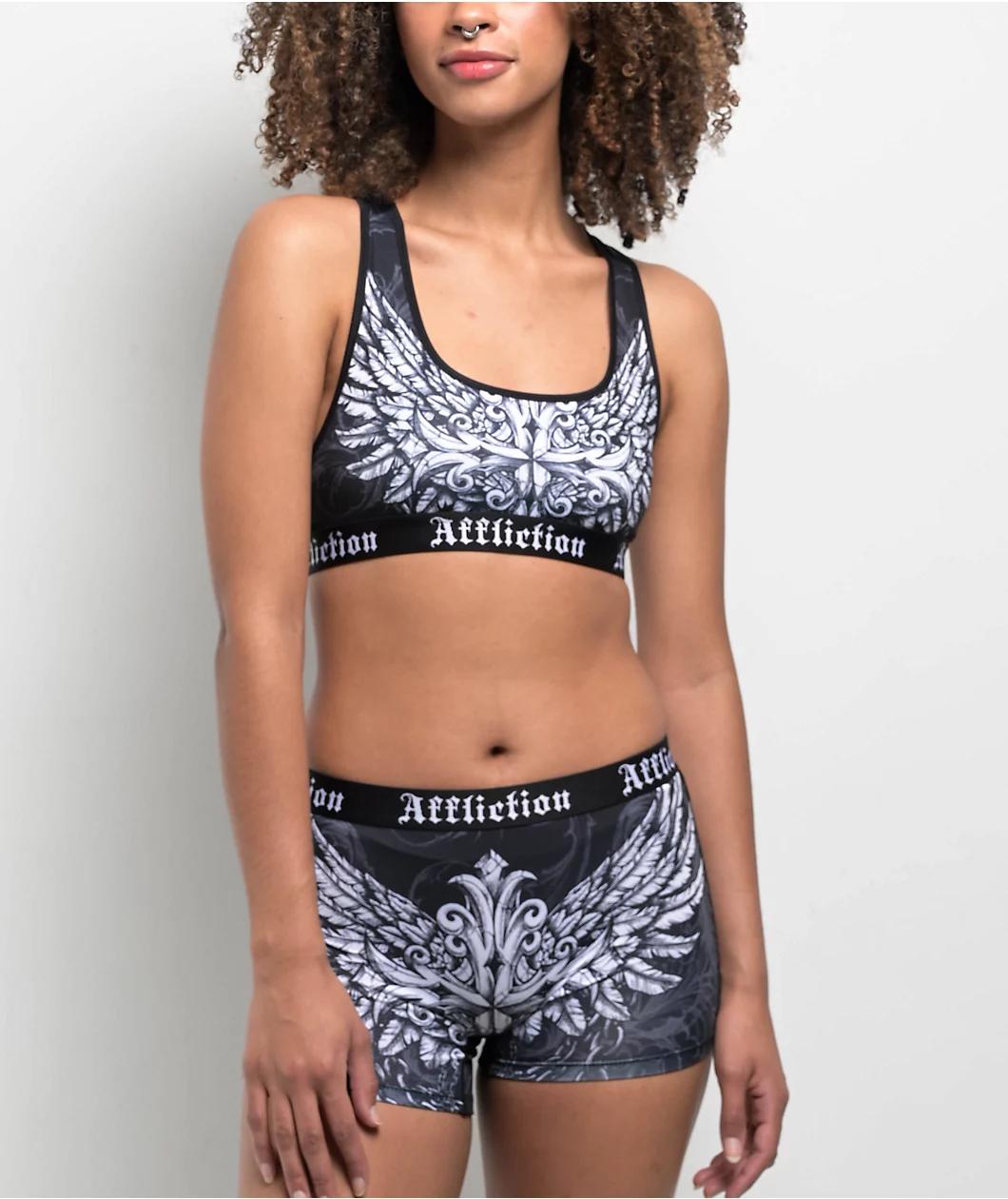 Affliction Empower Black & White Sports Bra Product Image
