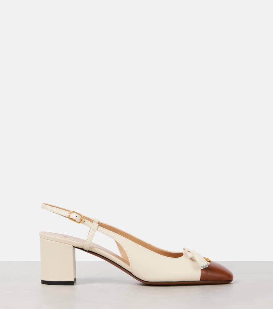 VALENTINO GARAVANI Leather Vlogo Signature Pumps With Slingback Strap In Neutral Product Image