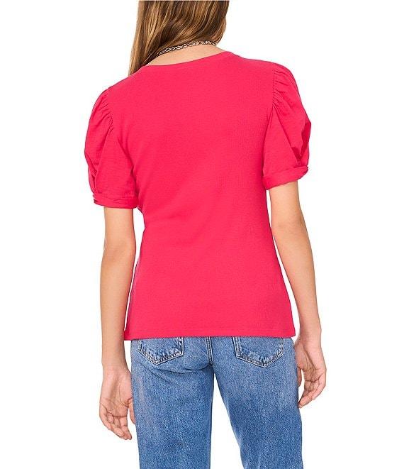 1. STATE Knotted Crew Neck Short Puff Sleeve Top Product Image