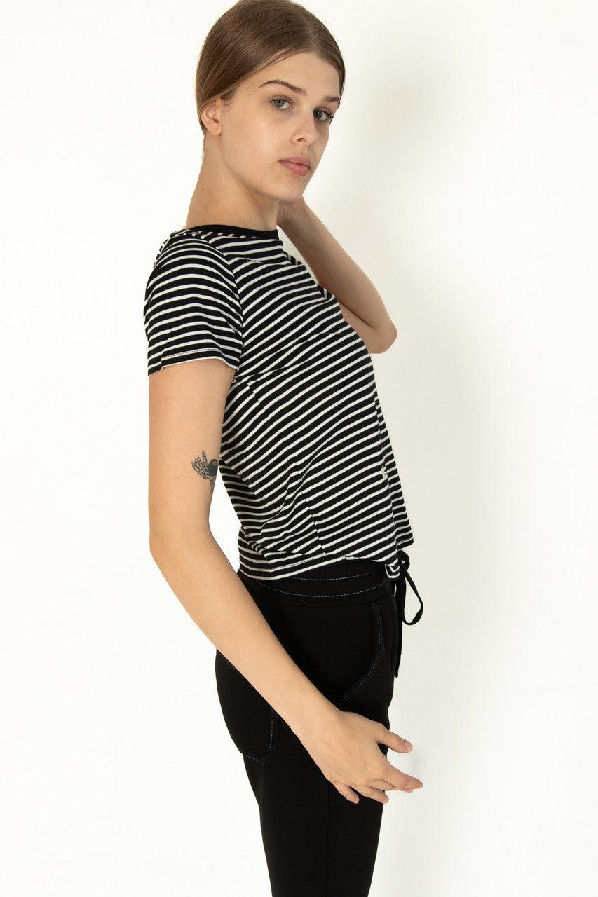 Black Striped Daisy Tee Product Image
