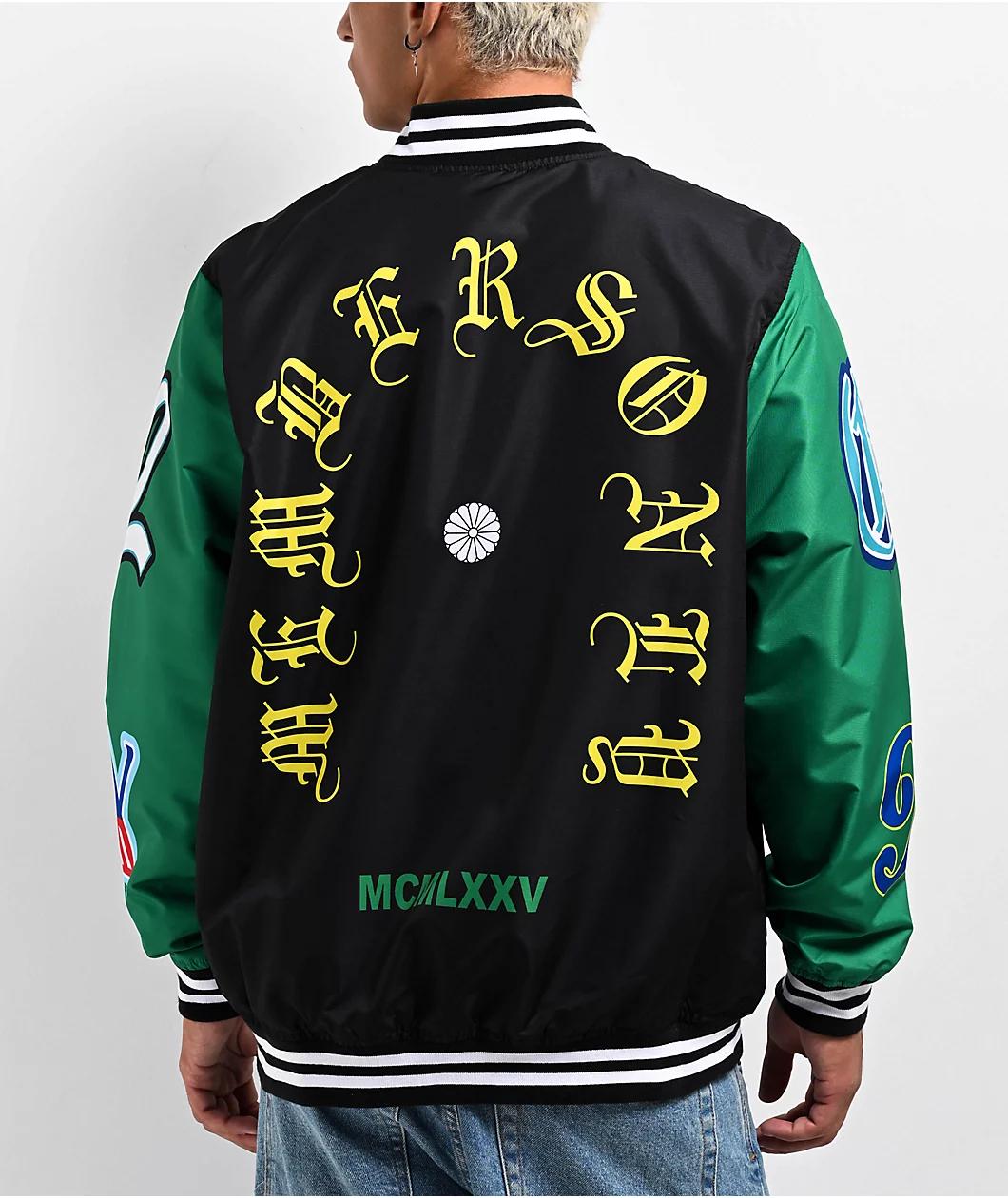Members Only Black & Green Varsity Jacket Product Image