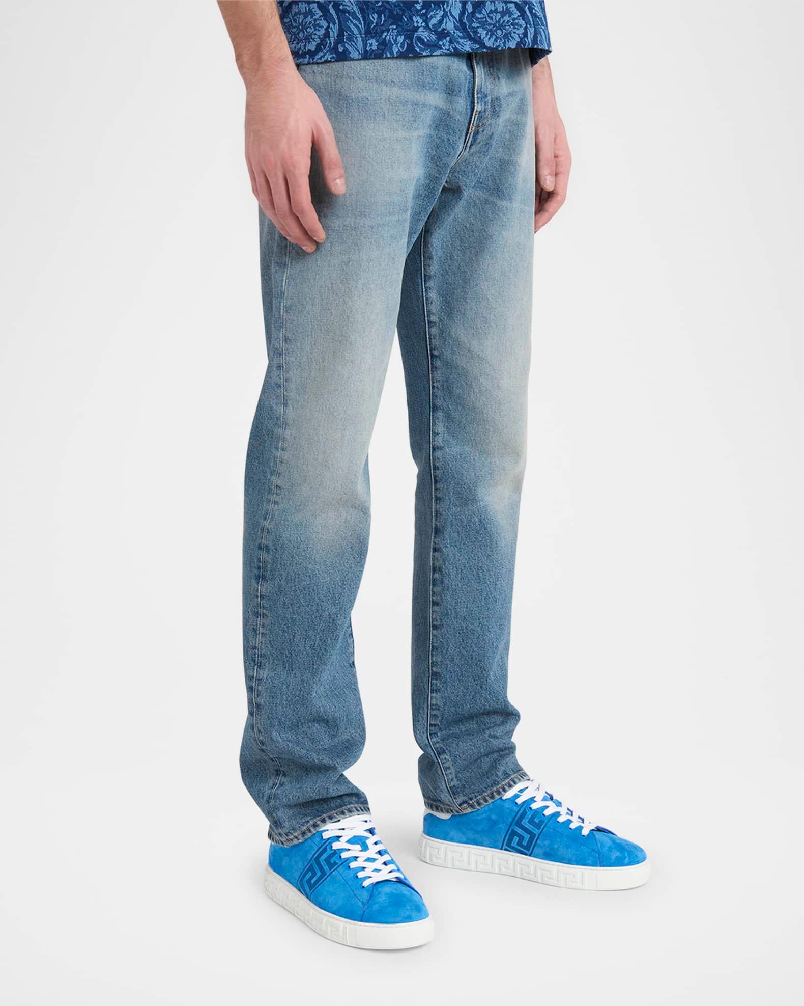 Men's La Greca Greek Key Suede Low-Top Sneakers Product Image