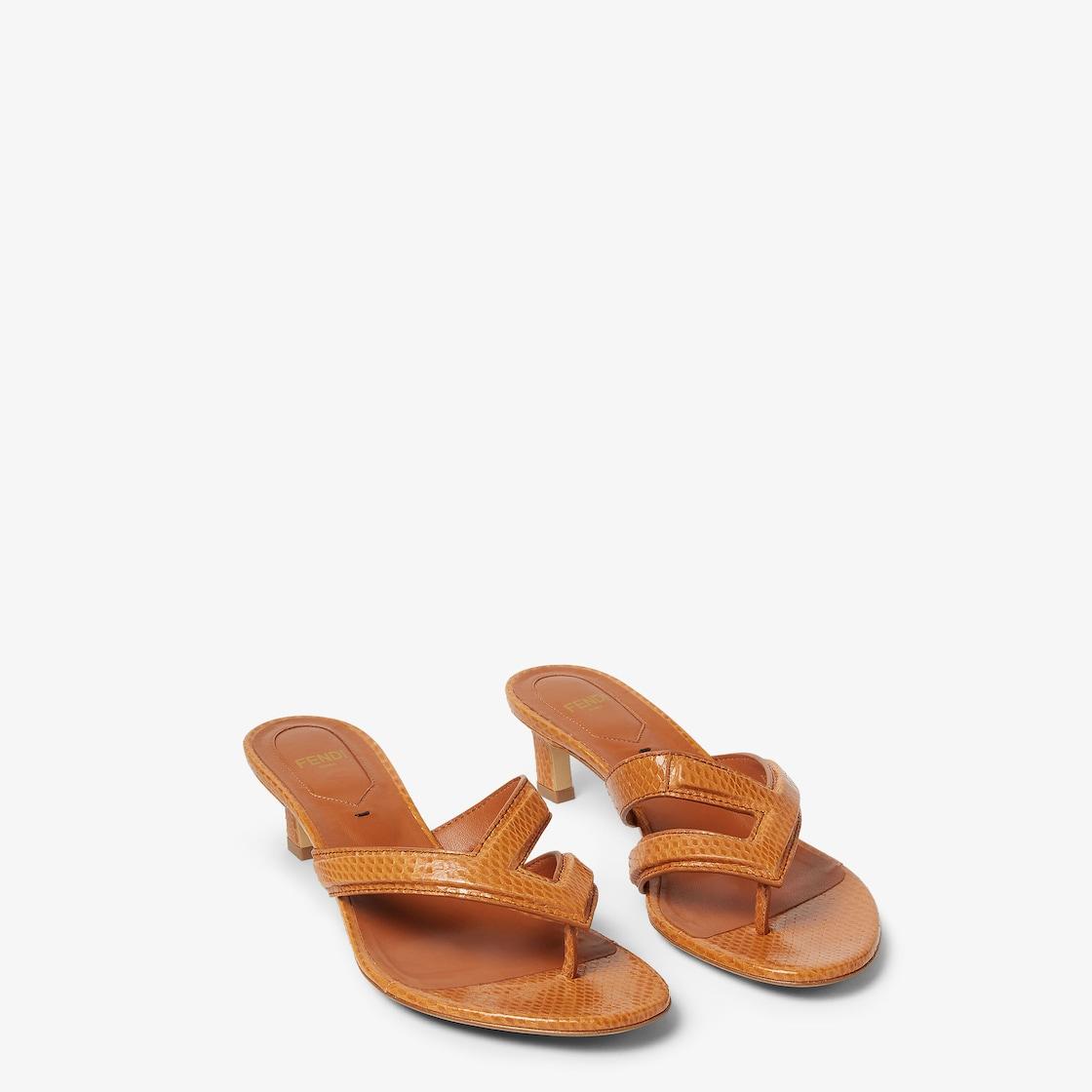 Fendi FlingLight brown ayers medium-heeled thong sandals Product Image