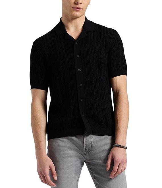 Buffalo David Bitton Wasko Textured Cable Knit Short Sleeve Polo Shirt Product Image