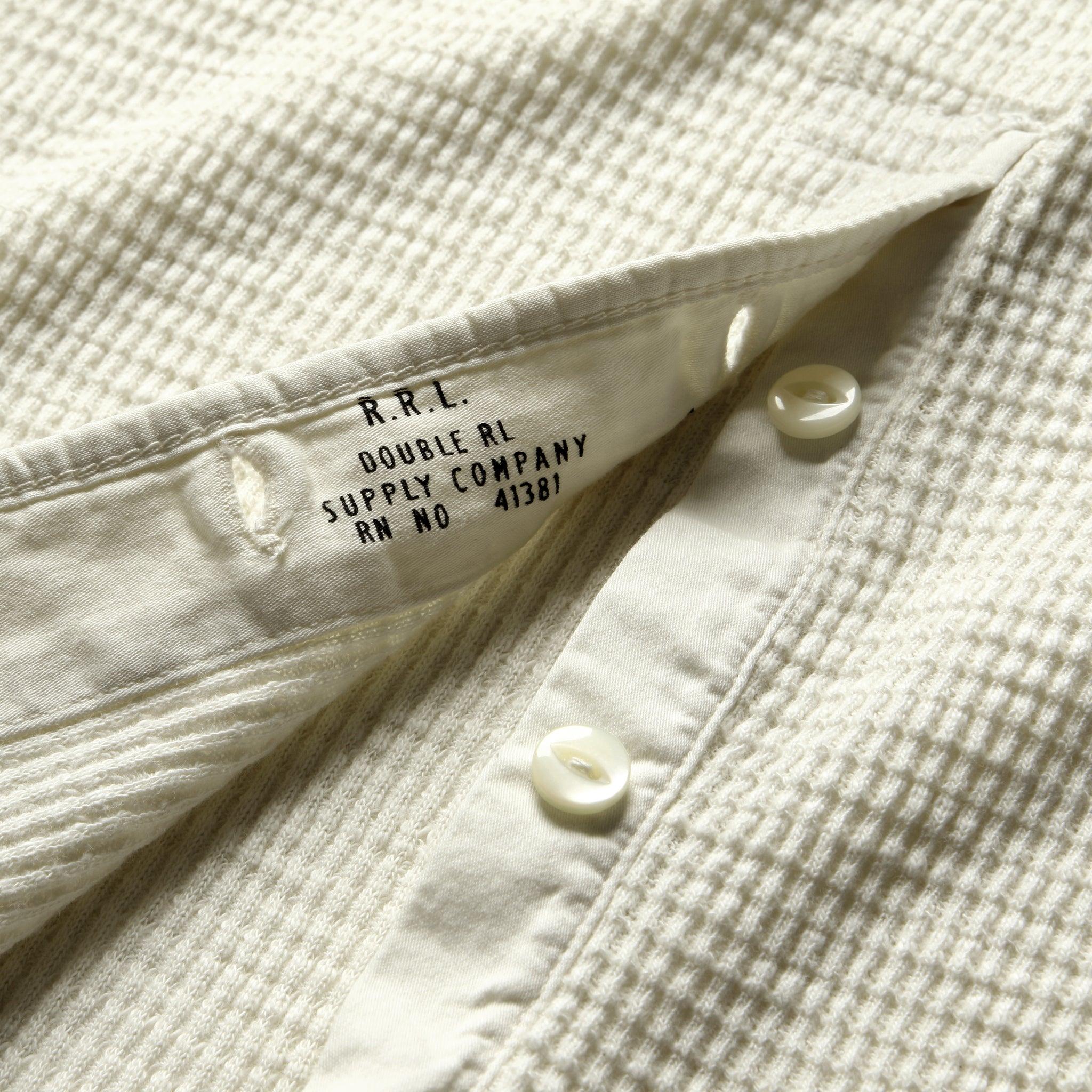 Waffle-Knit Henley - Paper White Product Image
