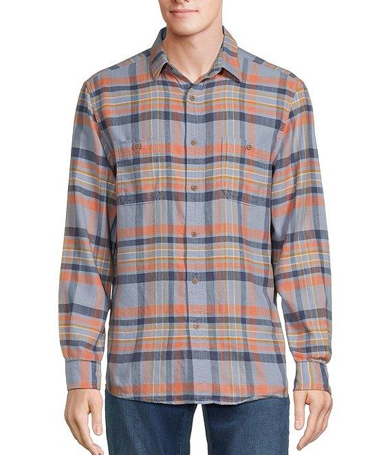 Rowm Long Sleeve Medium Plaid Slub Button Front Woven Shirt Product Image