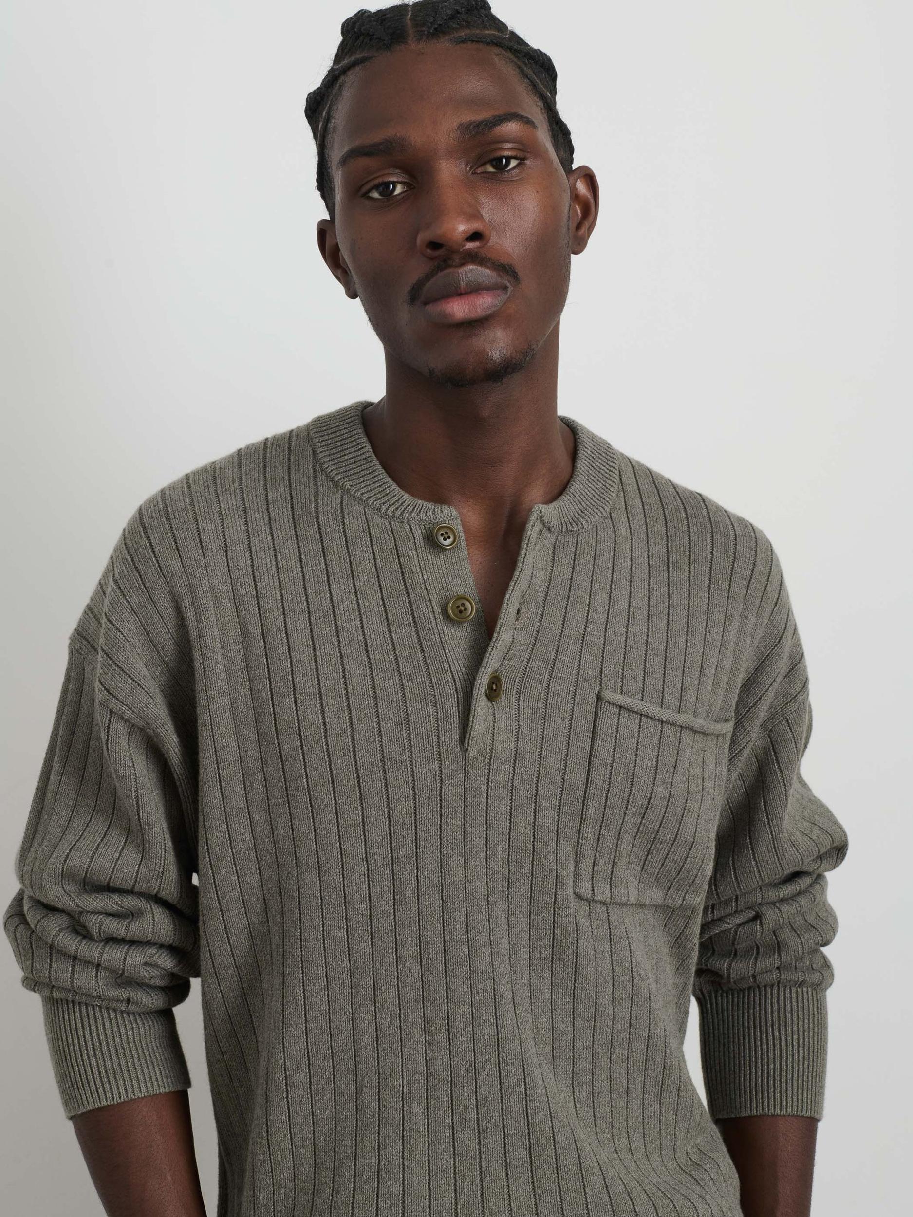 Sawyer Ribbed Henley Sweater Product Image
