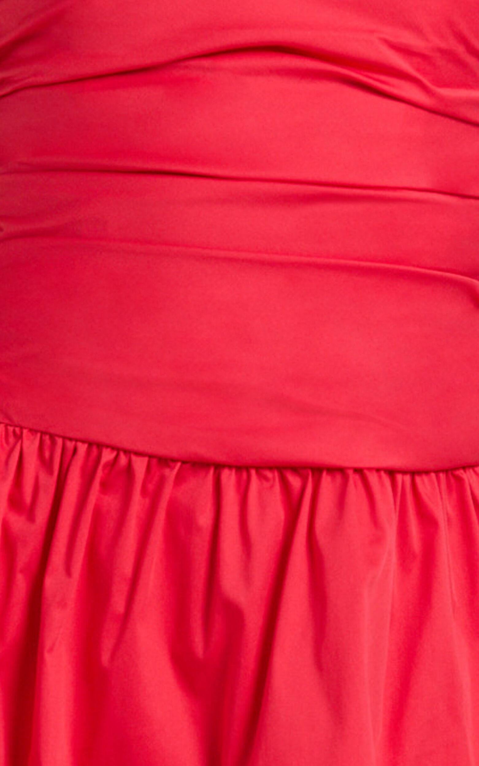 Donatella Mini Dress - Strapless Drop Waist Dress in Red Product Image