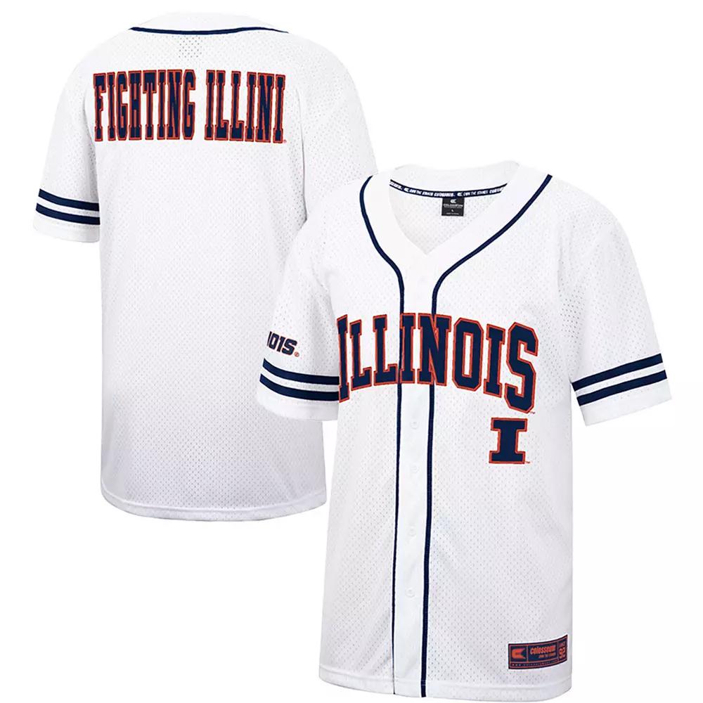 Men's Colosseum White Illinois Fighting Illini Free Spirited Mesh Button-Up Baseball Jersey, Size: XL Product Image