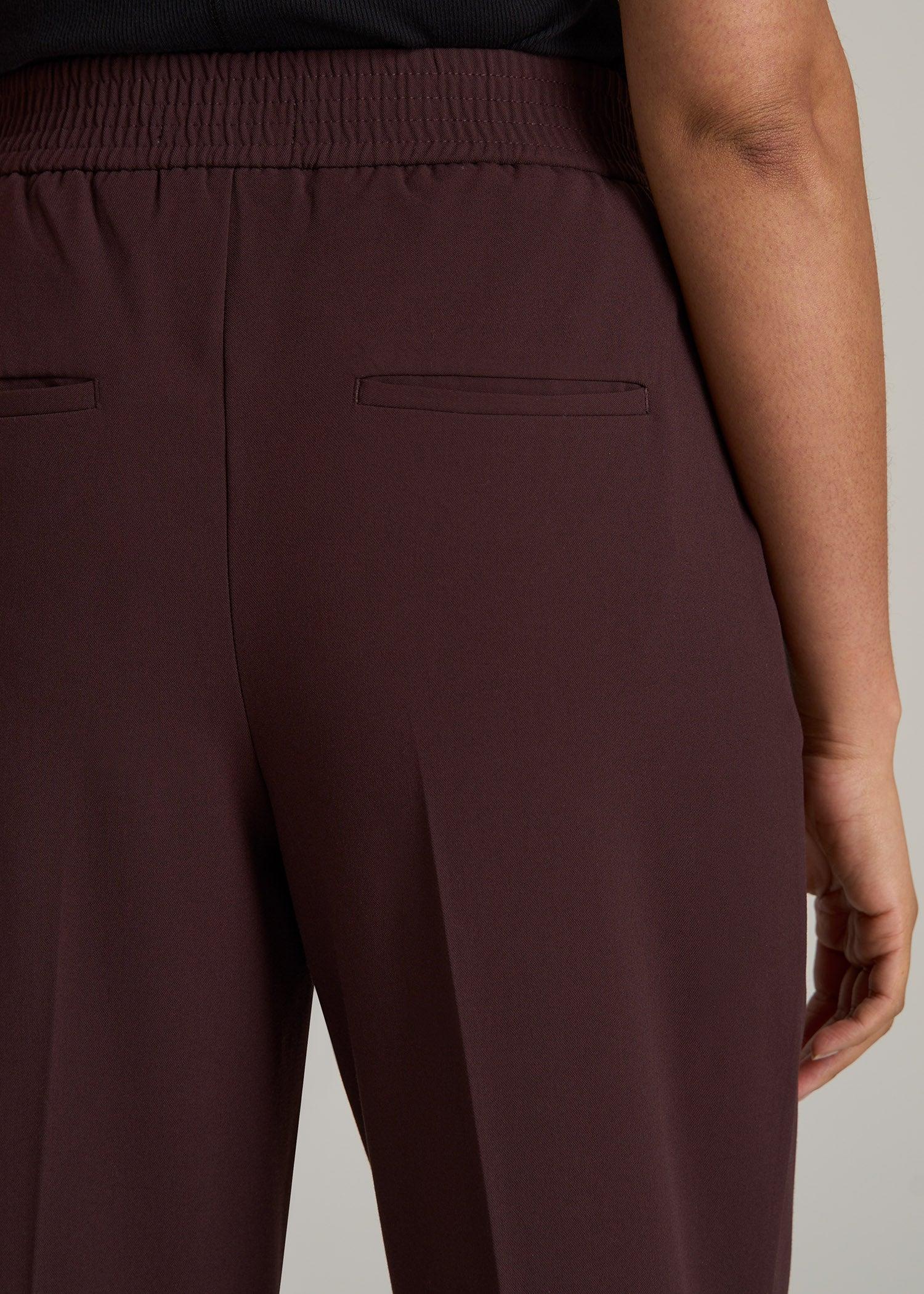 Flat Front Wide Leg Dress Pants for Tall Women in Oxblood Product Image