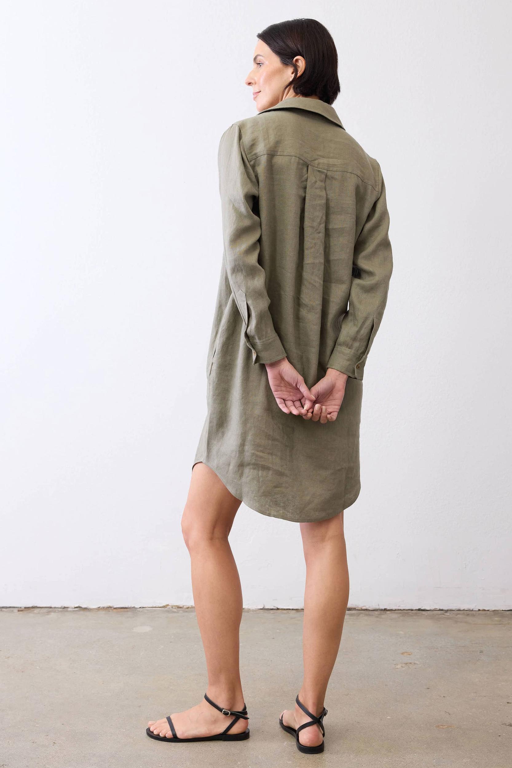 Linen Button Down Shirt Dress Product Image