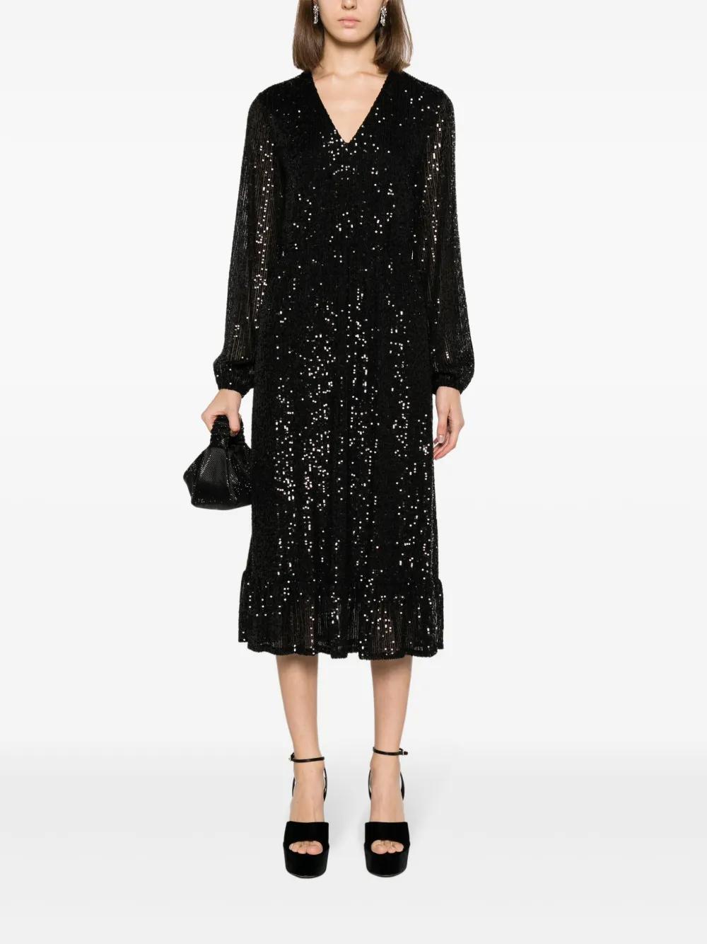 sequin-embellished fine-ribbed midi dress Product Image