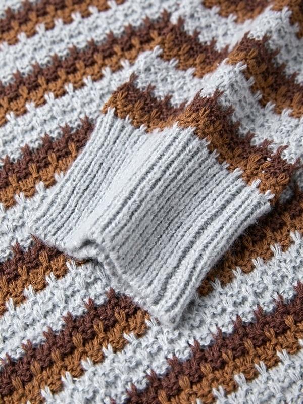 Men's Vintage Striped Crew Neck Knit Sweater Product Image