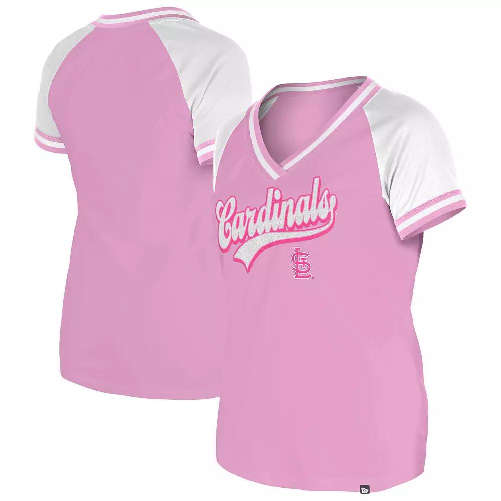Women's New Era Light Pink St. Louis Cardinals Gameday V-Neck T-Shirt,  Product Image