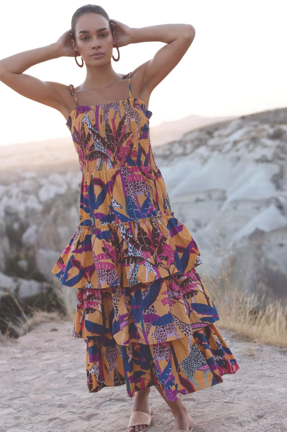 Tie Strap Smocked Midi Product Image