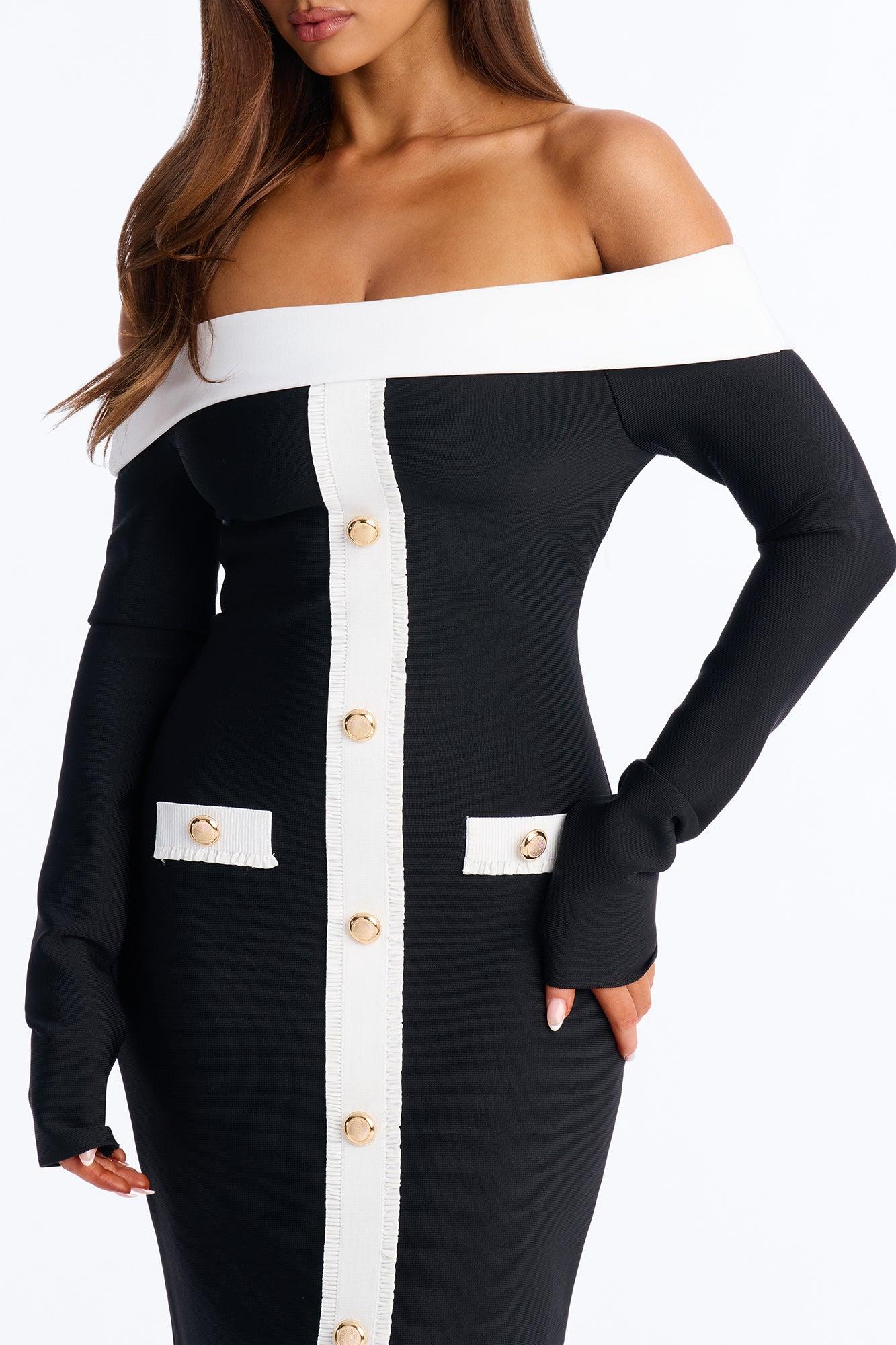 Allura Contrast Bandage Midi Dress - Black/White Female Product Image