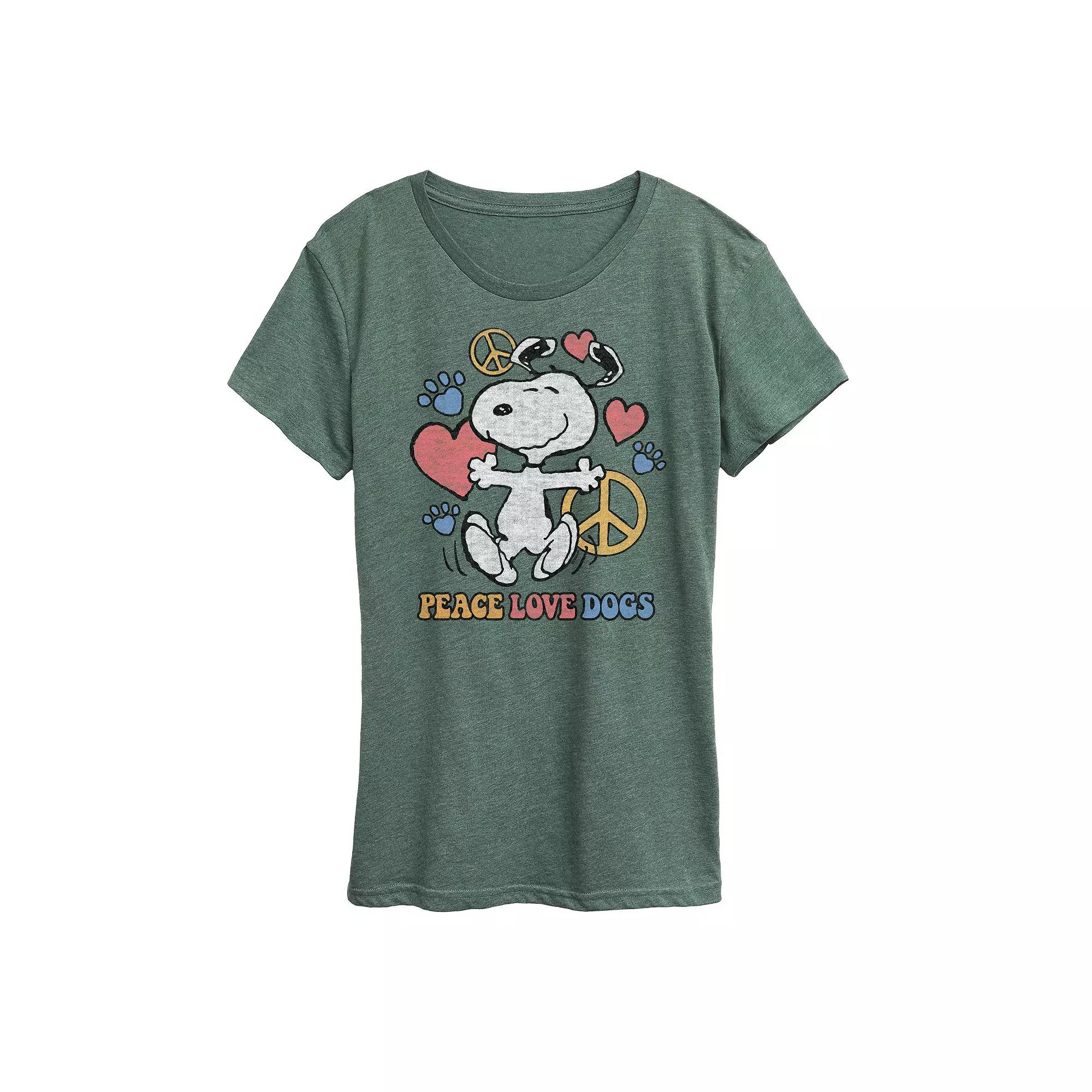 Women's Peanuts Snoopy Peace Love Dogs Graphic Tee,  Product Image