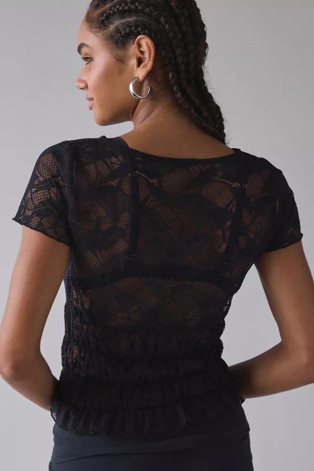 Kimchi Blue Miley Sheer Lace Smocked Crop Top Product Image