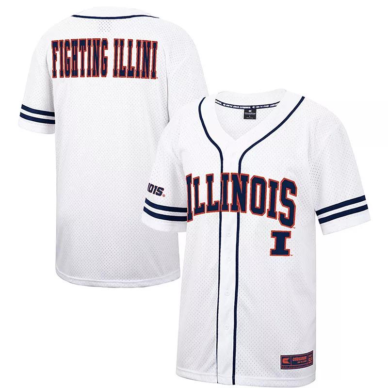 Men's Colosseum White Illinois Fighting Illini Free Spirited Mesh Button-Up Baseball Jersey, Size: XL Product Image
