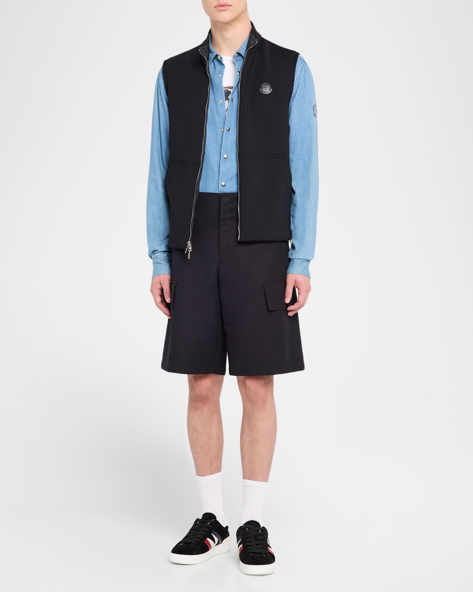 Men's Full-Zip Leather-Emblem Vest Product Image