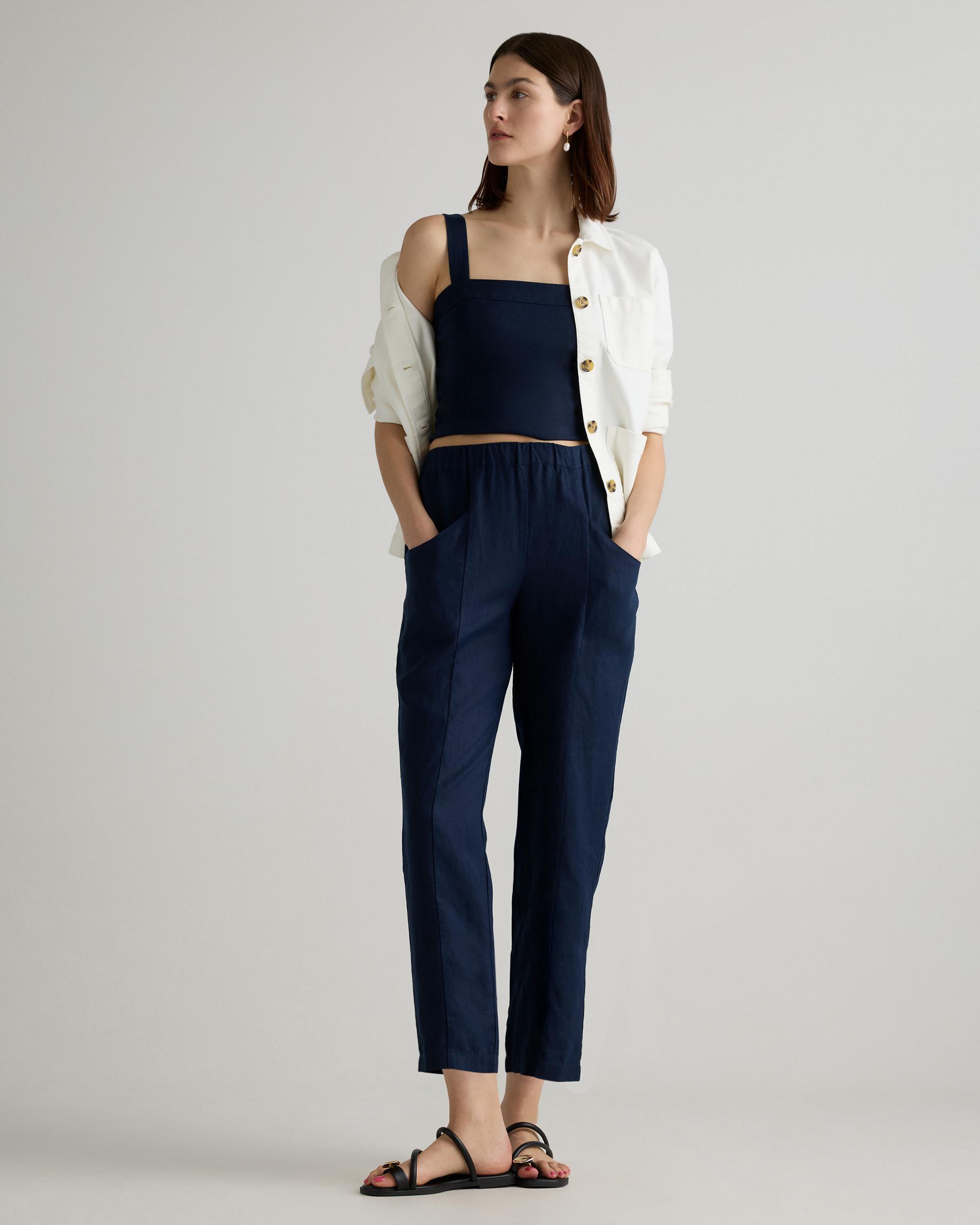 Quince | Women's 100% European Linen Tapered Ankle Pants Product Image