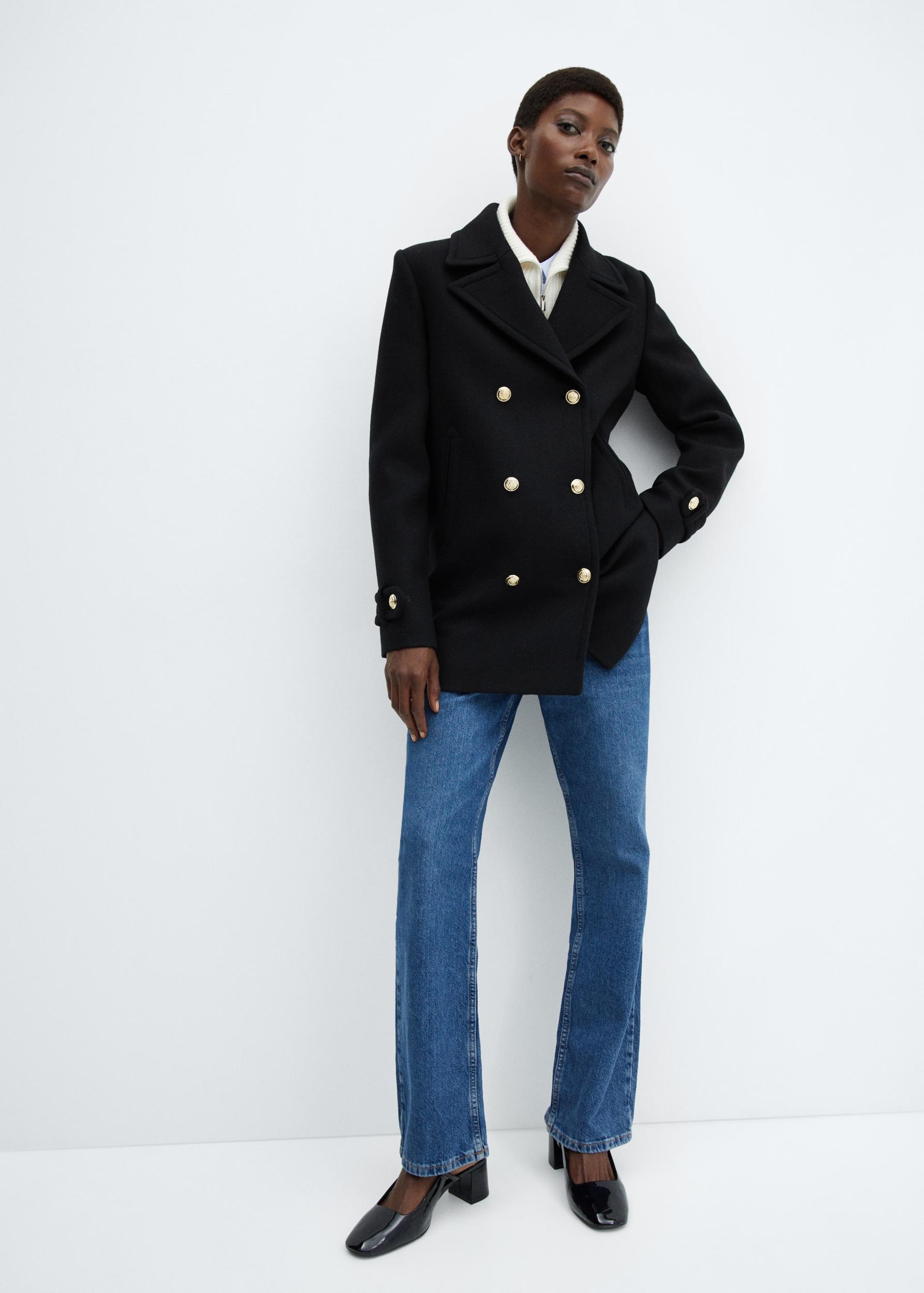 Wool coat with jewel buttons - Women | MANGO USA Product Image