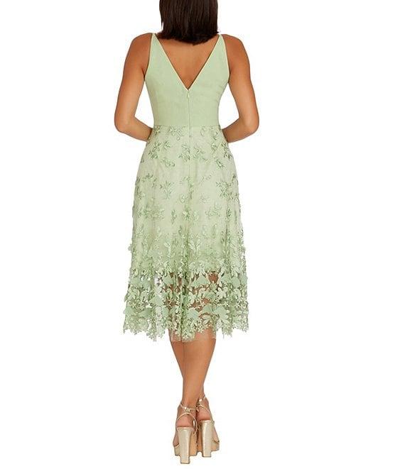 Dress the Population Darleen Sleeveless V-Neck Embroidered Mesh A-Line Dress Product Image