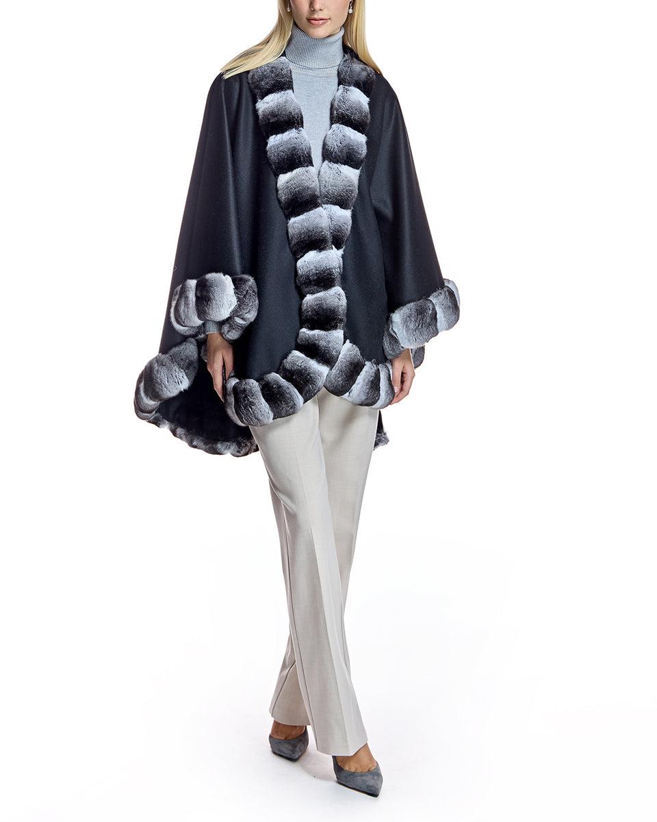 Cashmere Cape with Chinchilla Trim Product Image