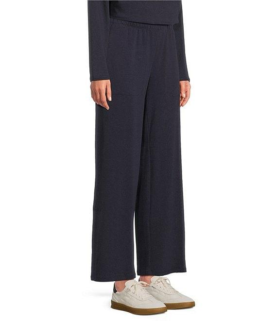 Eileen Fisher Brushed Terry Elastic Waist Straight Side Vent Pants Product Image