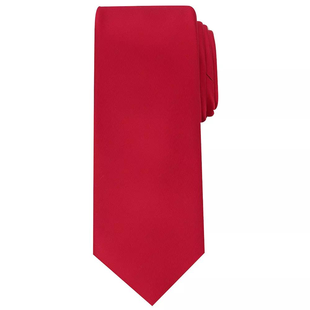 Men's Bespoke Solid Sateen Slim Tie, Red Sateen Product Image