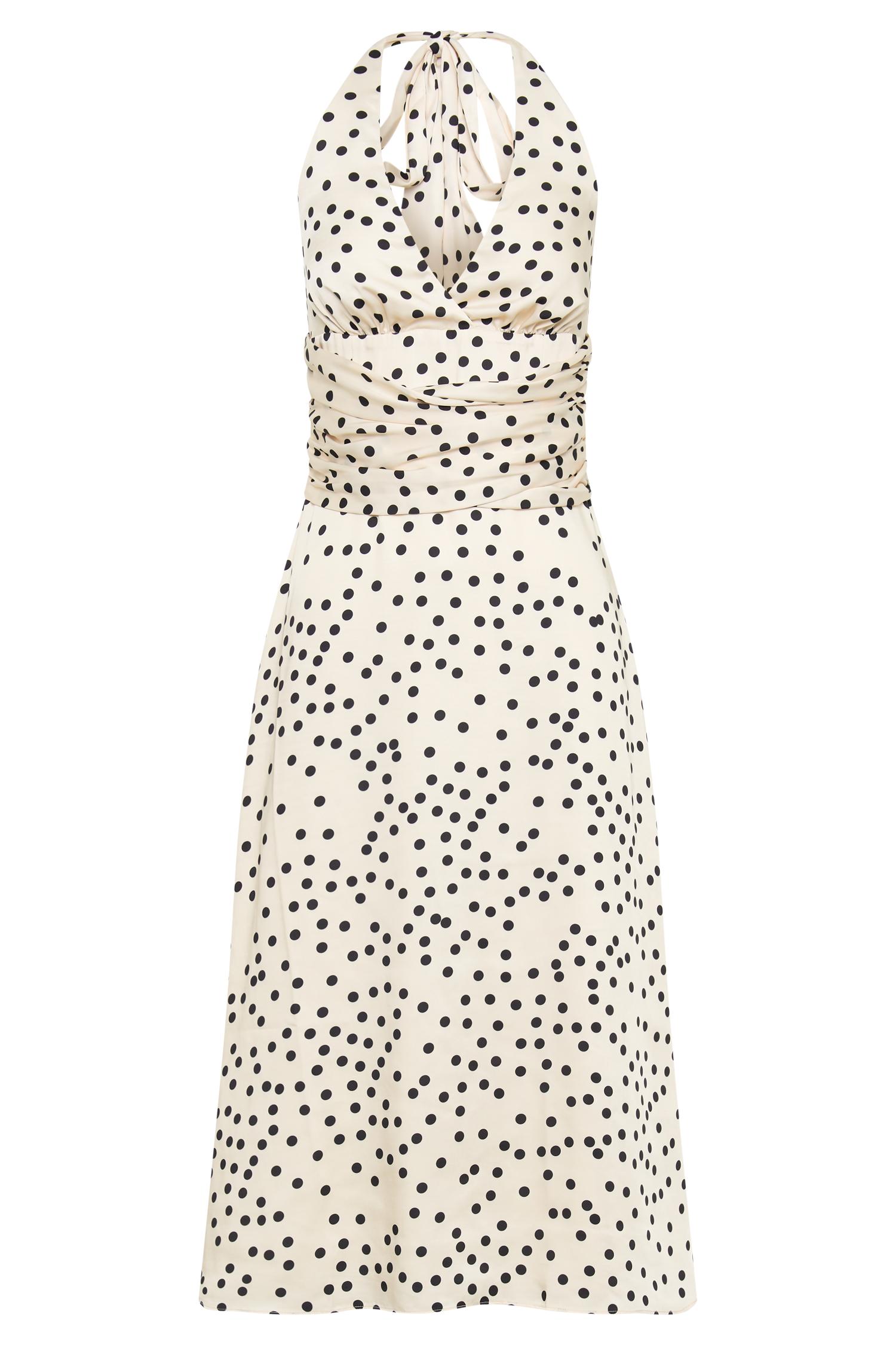 Marguerite Satin Halter Midi Dress - Polkadot Product Image