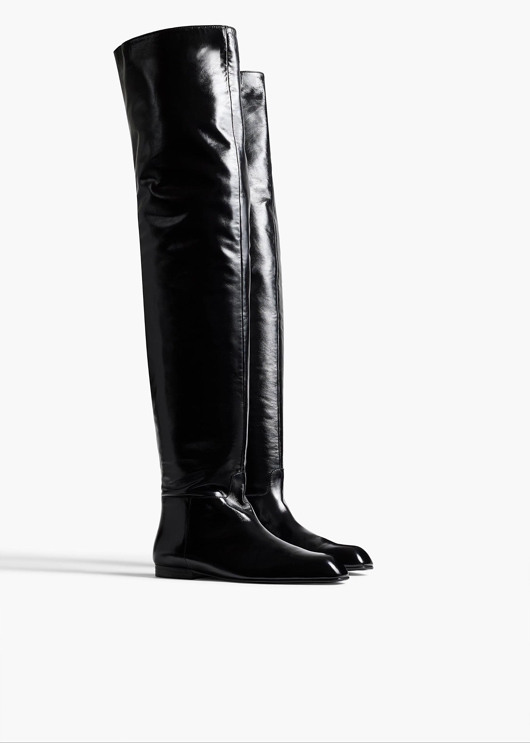 Colt Over-the-Knee Boot in Black Glazed Leather Product Image